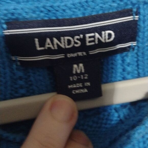 LAND’S End Crew Neck Pull Over Cable Knit Sweater  M - Picture 4 of 7